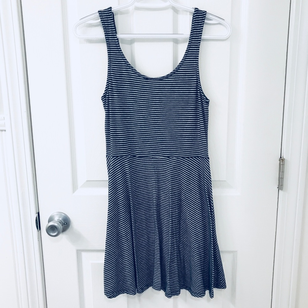 Gray and white Striped Sundress